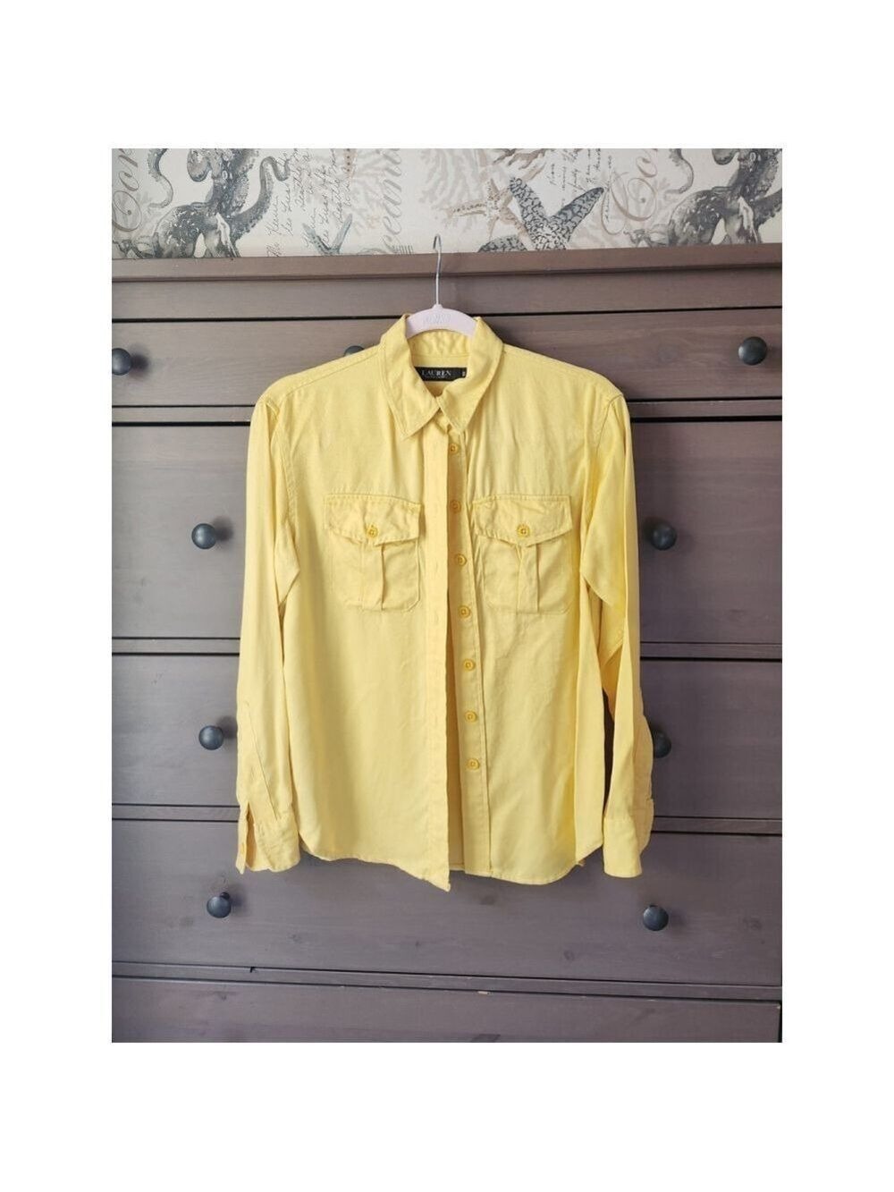 Women's Lauren Ralph Lauren Yellow Button Down Shirt Size XS , TP